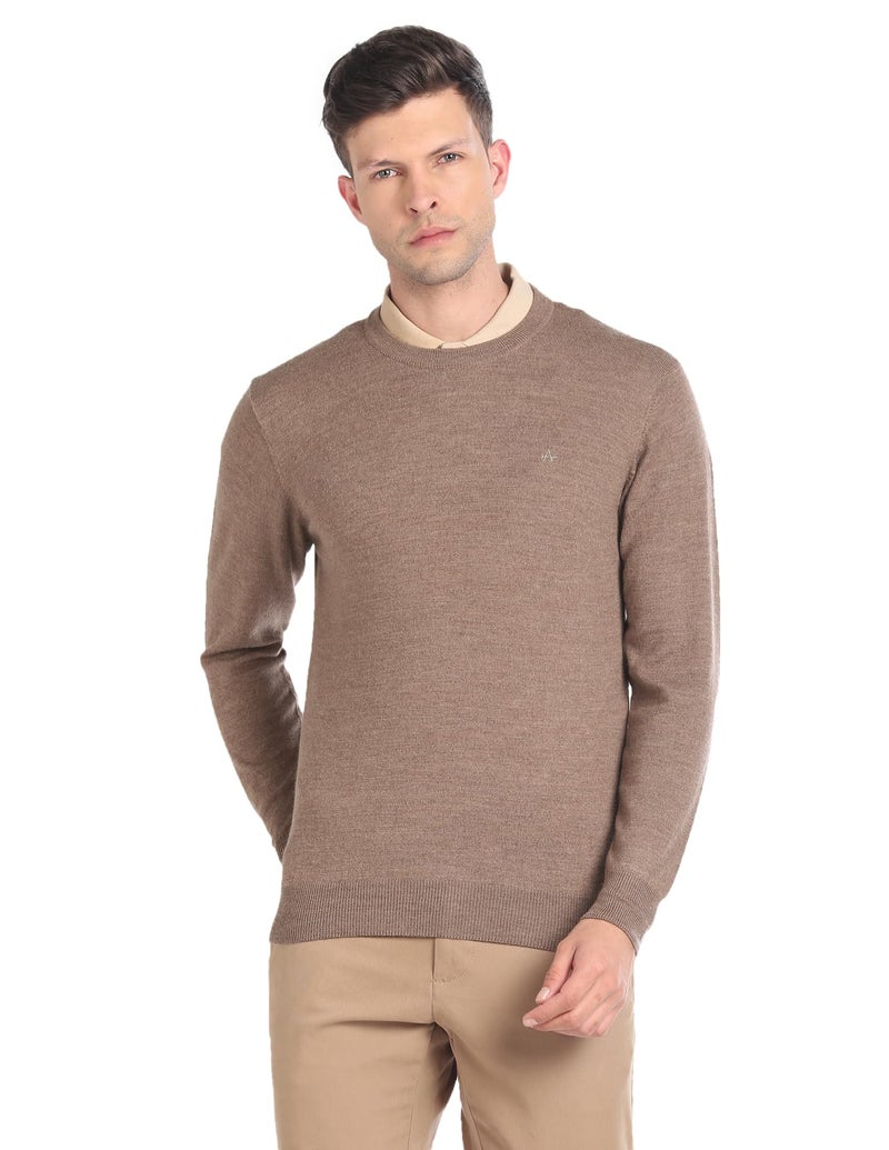 Arrow Crew Neck Merino Cashmere Sweater Brown - Image 1