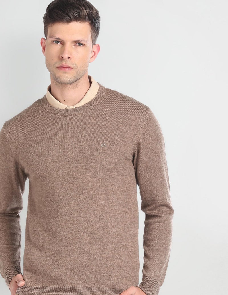 Arrow Crew Neck Merino Cashmere Sweater Brown - Image 2