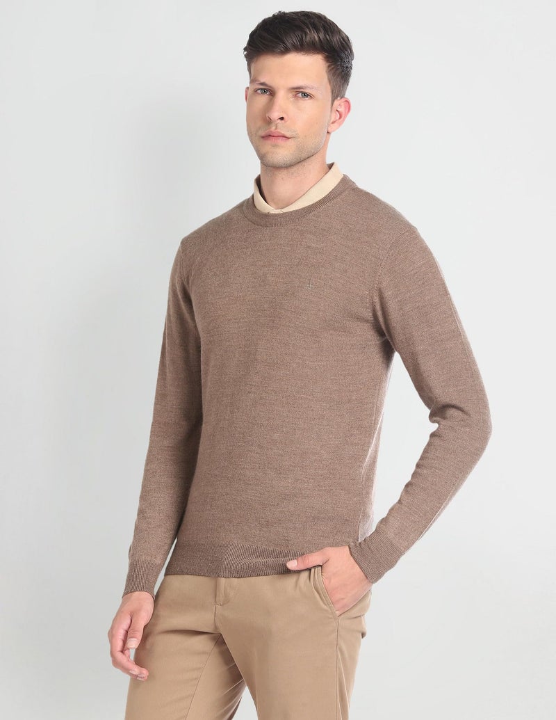 Arrow Crew Neck Merino Cashmere Sweater Brown - Image 5