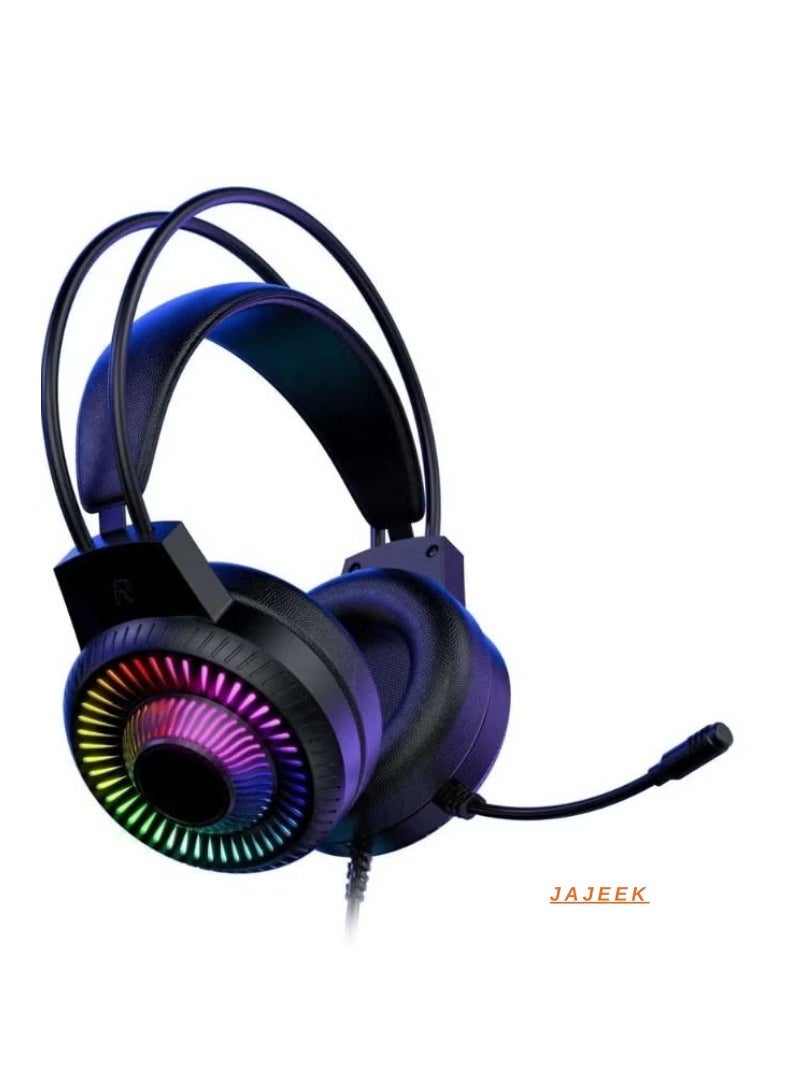 JAJEEK H82 Wired RGB Gaming Headset with Microphone, 3.5mm Audio Jack, USB Connection, LED Backlight, Noise-Cancelling Mic, and Comfortable Ear Cushions for Enhanced Gaming Experience on PC, PS4, and Xbox – Perfect for Gamers Seeking High-Quality Sound - Image 1