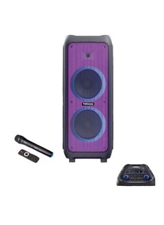 Title: Telionix Rechargeable Party Speaker, Dual 10-Inch Woofers, 80W RMS, Bluetooth & TWS, 85000W PMPO, LED Lights, USB/TF Card Slots, Karaoke Mic, AUX Input, Trolley Design