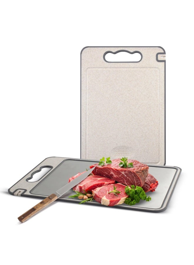 Cutting Board Double-Sided Stainless Steel with Knife Sharpener - Non-Slip, Reversible Design with Juice Groove - BPA-Free, Chopping Board - Ideal for Meat, Vegetables,  Cheese Prep - Image 1