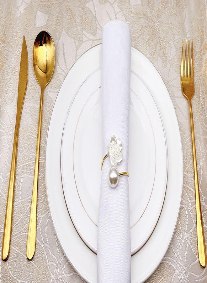 Sheliky 12Pcs Napkin Rings Pearl Napkin Holder Rose Napkin Buckles for Wedding Banquet Home Party Kitchen Decor Festival Dinning Table Decor - Image 5