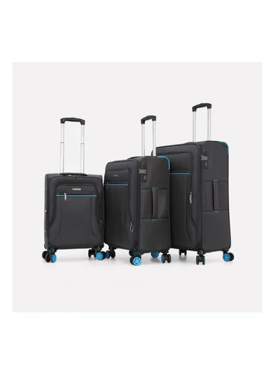 GIORDANO Softside Luggage Spinner Trolley Bag 3 Pieces Set,Grey (S-20",M-24",L-28")