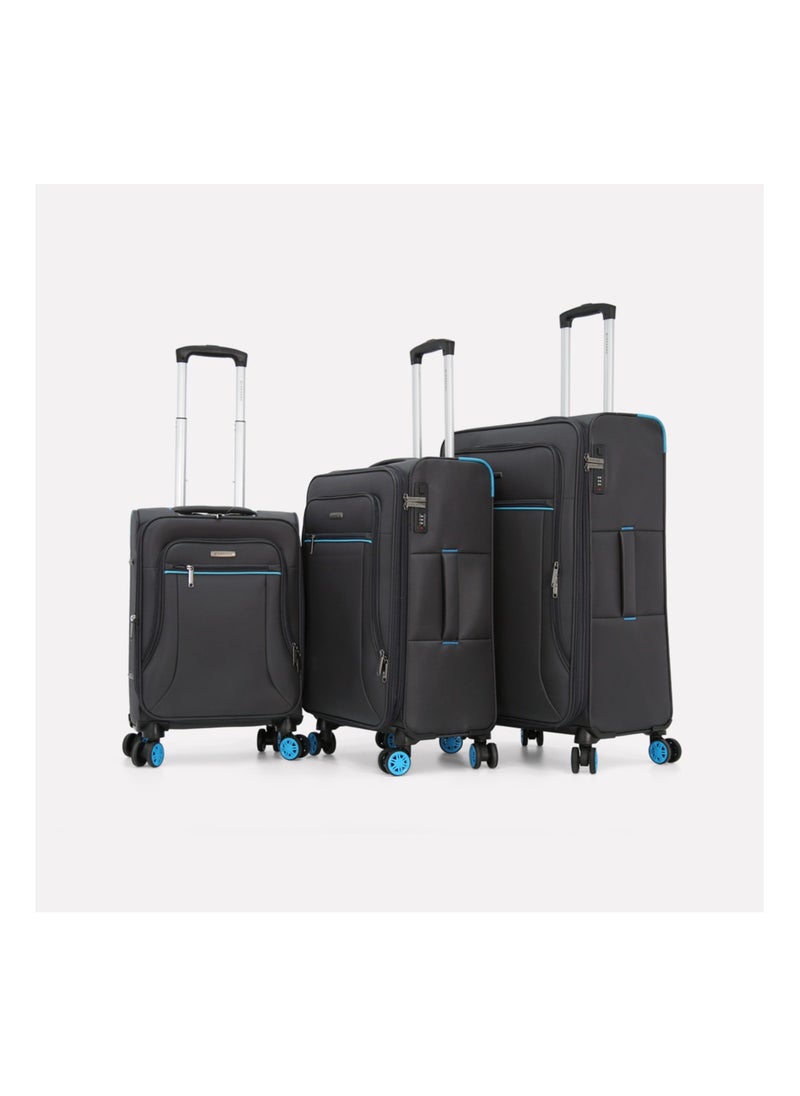 GIORDANO - Softside Luggage Spinner Trolley Bag 3 Pieces Set,Grey (S-20",M-24",L-28") - Image 1