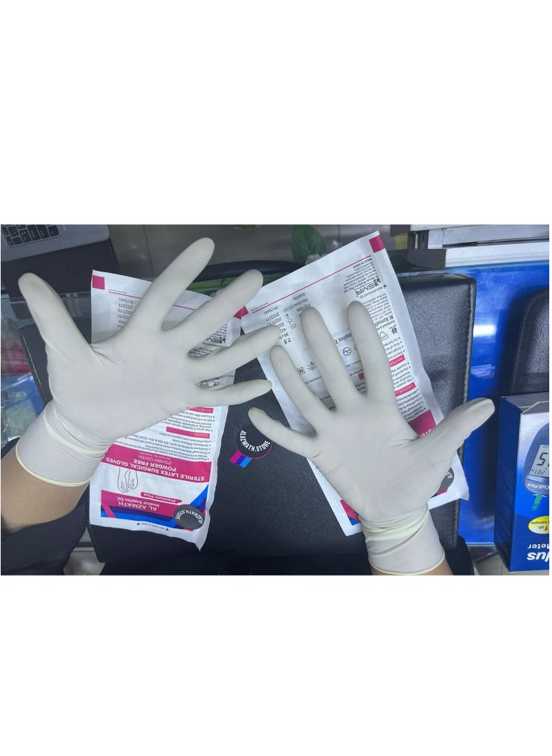 ALAZMATH.STORE - Sterile Surgical Latex Powder Free Hand Gloves Size 8 - Pack of 50 Pairs - Image 1