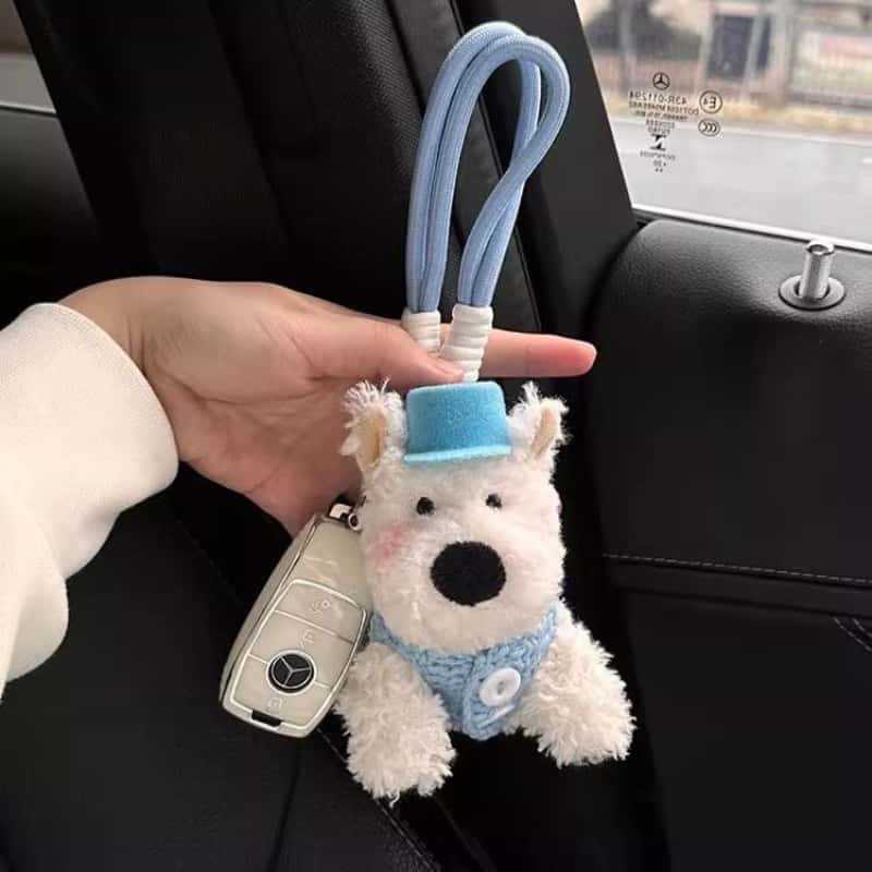 قلادة قطيفة من ويست هايلاند كلب لطيف زينة سيارة هدية - Image 1