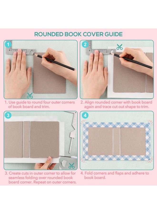 CYFUN DESIGN 5-in-1 Book Cover Guide, Sturdy Chipboard Covers, Bookbinding Ruler, Stainless Steel Metal Bookbinding Tool, Scrapbooking Tools for Arts & Crafts - Image 2