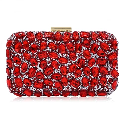 Milisente Clutch Purses For Women Crystal Clutches Evening Bags Gemstone Clutch Purse For Wedding Formal(Red) - Image 1