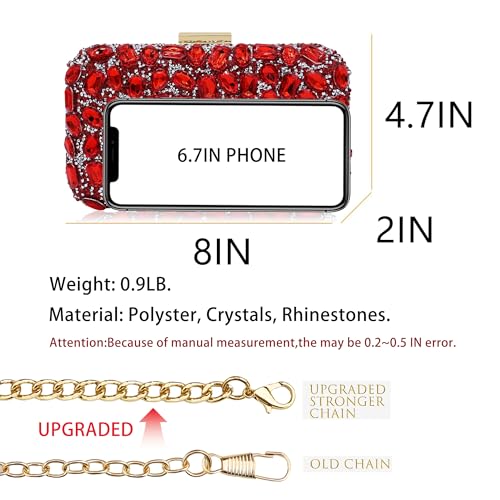 Milisente Clutch Purses For Women Crystal Clutches Evening Bags Gemstone Clutch Purse For Wedding Formal(Red) - Image 3