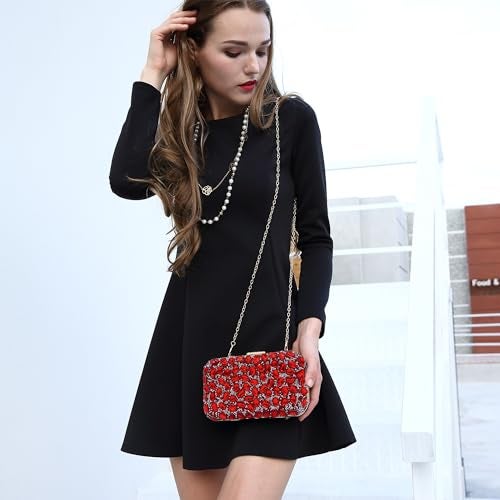 Milisente Clutch Purses For Women Crystal Clutches Evening Bags Gemstone Clutch Purse For Wedding Formal(Red) - Image 2