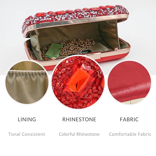 Milisente Clutch Purses For Women Crystal Clutches Evening Bags Gemstone Clutch Purse For Wedding Formal(Red) - Image 5