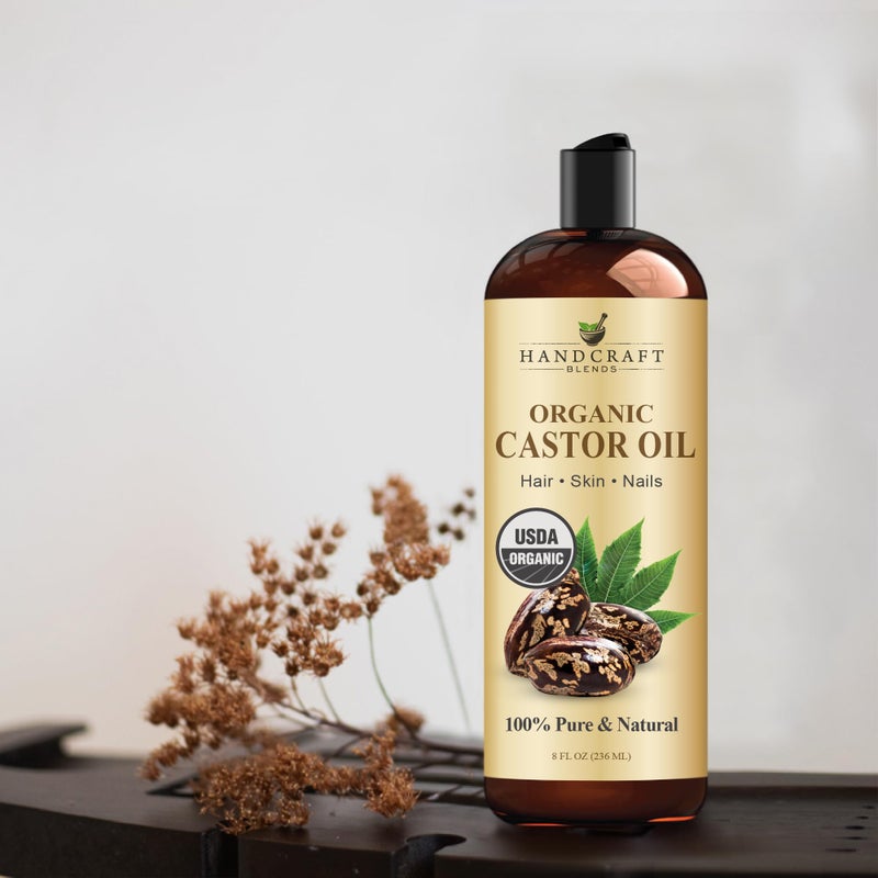 Handcraft Blends Organic Castor Oil 8 Fl Oz | 100% Pure and Natural | Premium Grade Carrier Oil | Hair, Eyelashes and Eyebrows | Hair and Body | Expeller-Pressed | Hexane-Free - Image 4