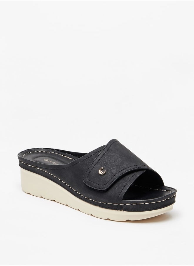 Le Confort - Women's Stitch Detail Slip-On Sandals with Flatform Heels - Image 1