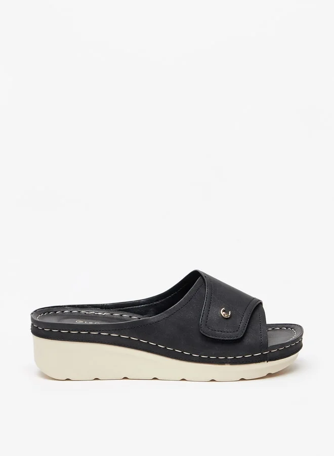 Le Confort Women's Stitch Detail Slip-On Sandals with Flatform Heels