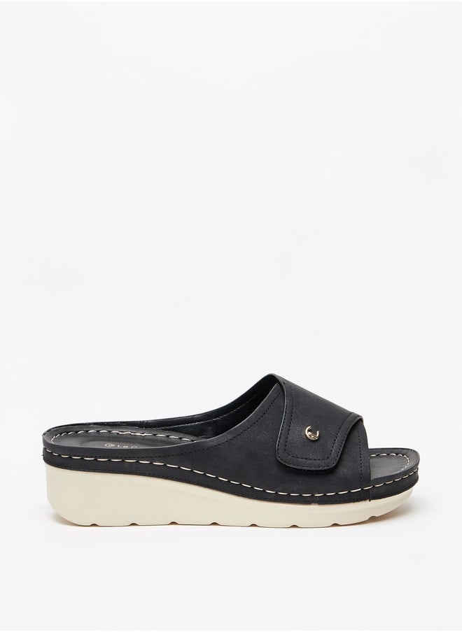 Le Confort - Women's Stitch Detail Slip-On Sandals with Flatform Heels - Image 1