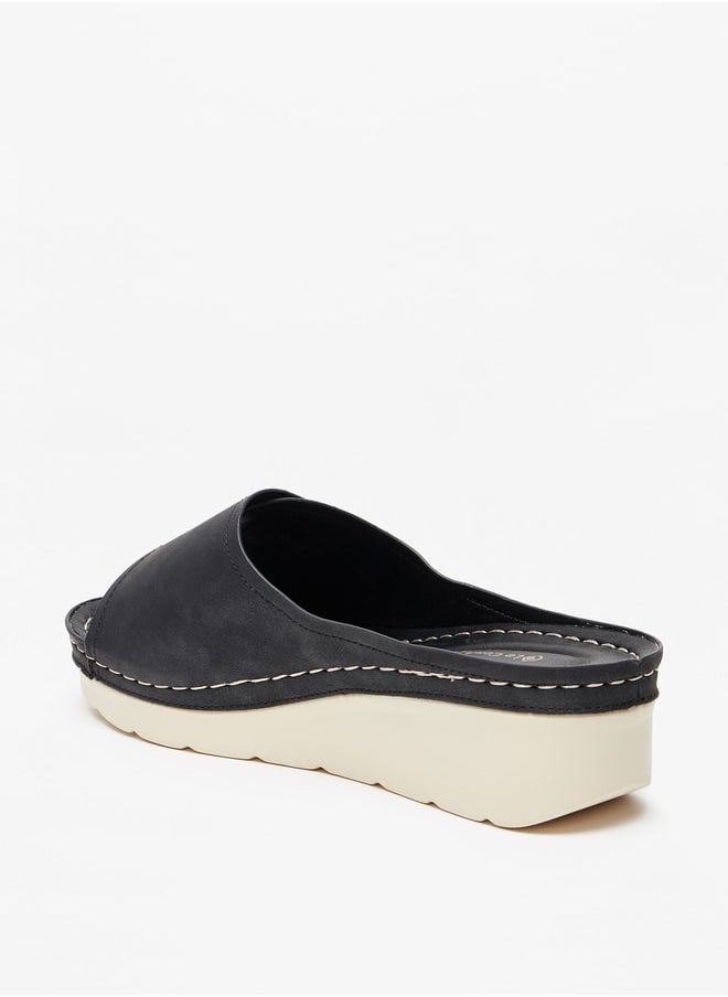 Le Confort - Women's Stitch Detail Slip-On Sandals with Flatform Heels - Image 1