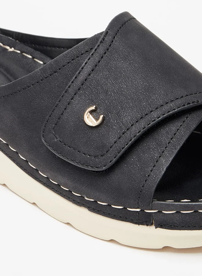 Le Confort Women's Stitch Detail Slip-On Sandals with Flatform Heels