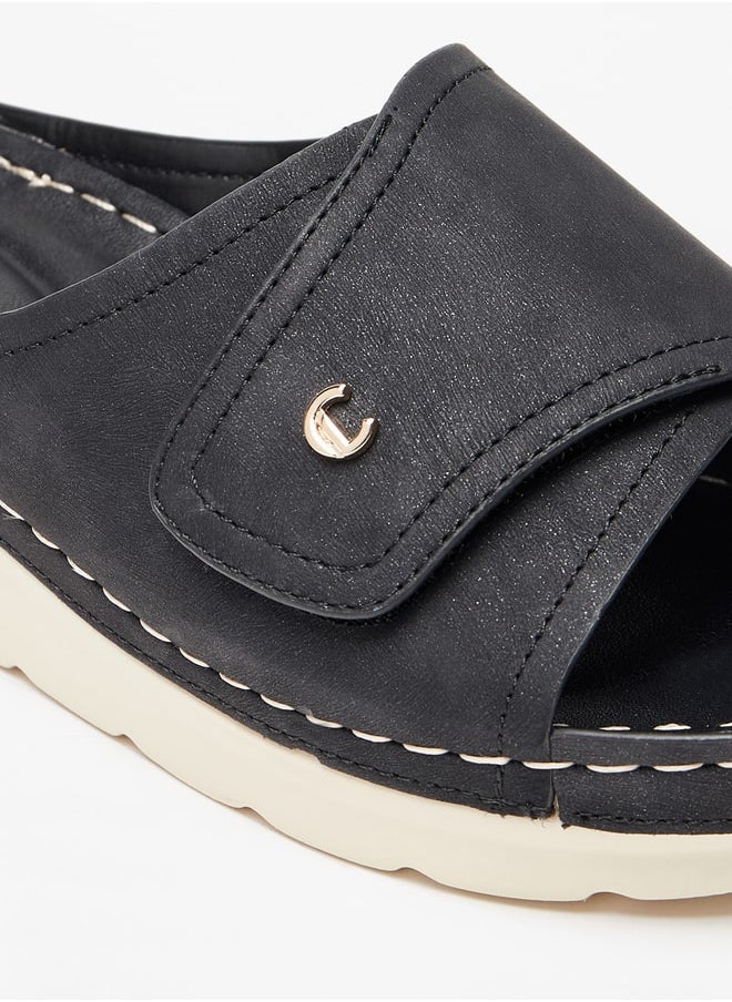 Le Confort - Women's Stitch Detail Slip-On Sandals with Flatform Heels - Image 1