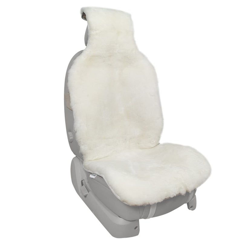 Champlus Automotive Sheepskin Seat Cover Genuine Australian Sheep Skin Universal Fit Airbag Compatible 1pc Ivory