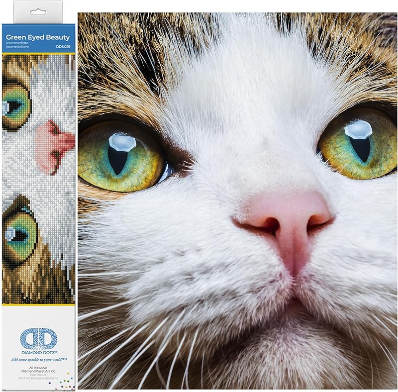 DIAMOND DOTZ DD6.029 Diamond Painting Kit, Intermediate, DD6, Green Eyed Beauty, 35 x 27cm