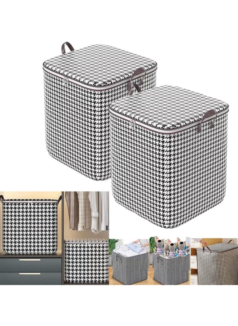 AUTOYSUR Foldable Storage Organizer Bag, Large Capacity Folding Clothes Storage Containers with Zipper and Handle, Collapsible Portable Wardrobe Sorting Organization Bags for Quilts Bedding Sweater (2Pcs 140L)  - Image 1