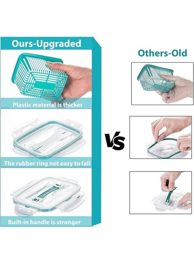 مجموعة من 5- صندوق تخزين استنزاف مزدوج الطبقات وثلاجة مطبخ وسلة تخزين خضروات وفواكه - Image 4