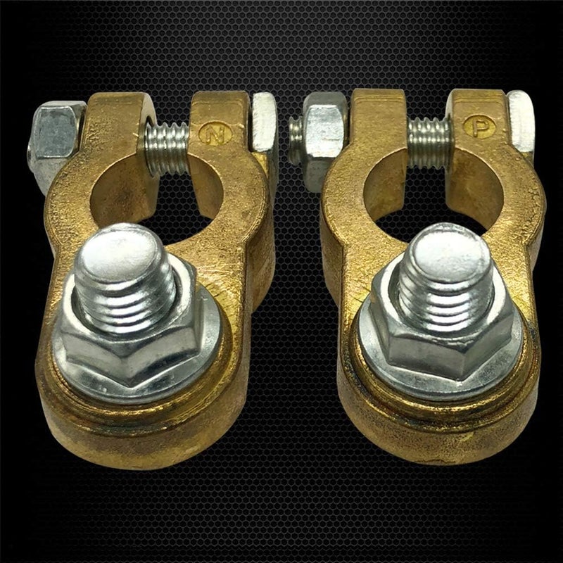 Ampper Store Brass Battery Terminal Connectors, Top Post Battery Terminals Connector Battery Cable Ends for Marine Car Boat RV Vehicles (1 Pair) - Image 5