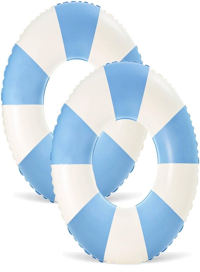 WAYTOSUC 2PCS Floats for Adults Rrings Striped Pool Float Large Swim Ring for Adults,30 Inch Classic Striped Teens Adult Inner Tubes Summer Beach Bachelorette Party (Blue Stripe,2) - Image 1