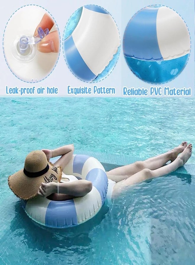 WAYTOSUC 2PCS Floats for Adults Rrings Striped Pool Float Large Swim Ring for Adults,30 Inch Classic Striped Teens Adult Inner Tubes Summer Beach Bachelorette Party (Blue Stripe,2) - Image 5