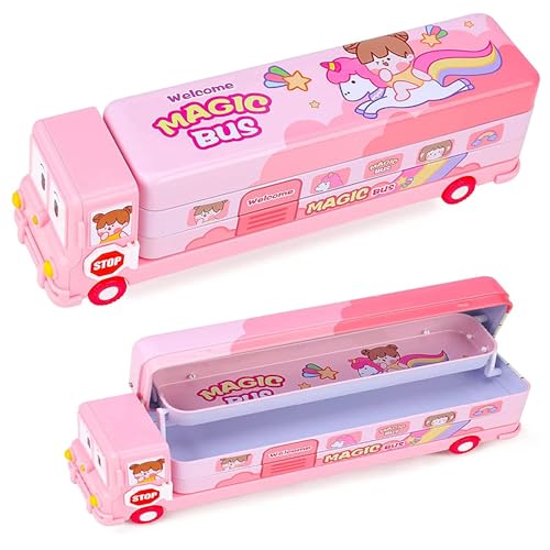 Sillyme Pencil Box for Girls - School Bus Stationary case for Kids Girls - Image 2