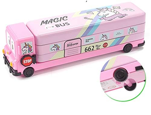 Sillyme Pencil Box for Girls - School Bus Stationary case for Kids Girls - Image 3