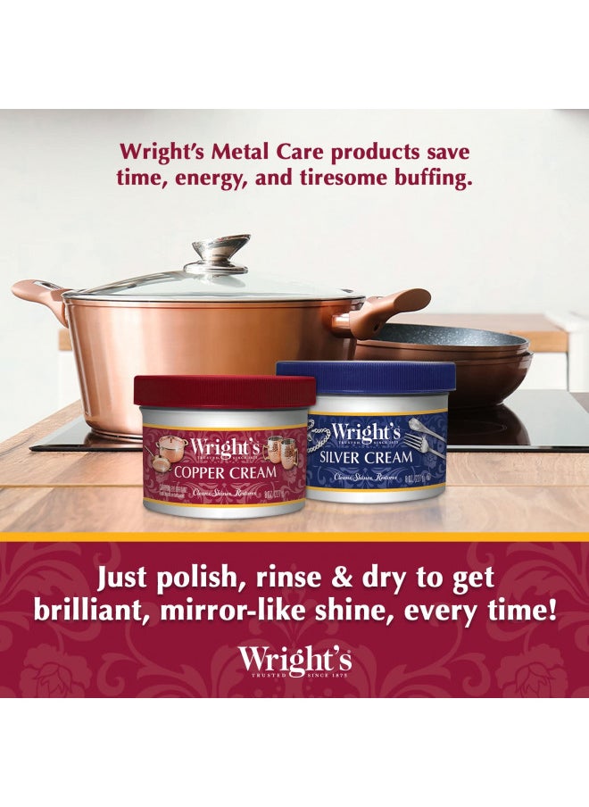 Wright's Copper, Brass Cream Cleaner - 8 Ounce - Gently Cleans and Removes Tarnish Without Scratching