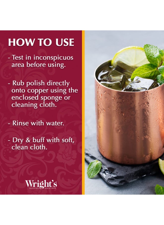 Wright's Copper, Brass Cream Cleaner - 8 Ounce - Gently Cleans and Removes Tarnish Without Scratching