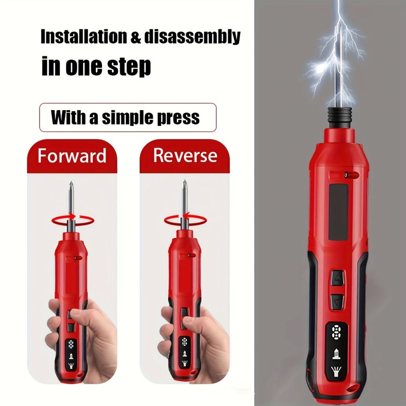 A Set Of 1 Mini Electric Screwdriver 68 Bits Rechargeable 2000MAh 3 7V Red For Home Disassembly And Repair Tasks - Image 5