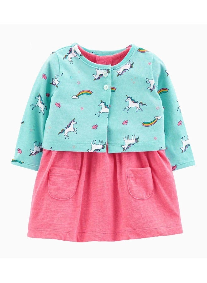 RedMapleTEK 2-Piece Set Of Baby Girl Jacket And Short-Sleeved Dress - Image 1