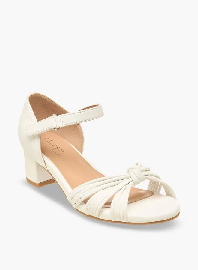 Celeste Girls Knotted Strap Block Heel Sandals