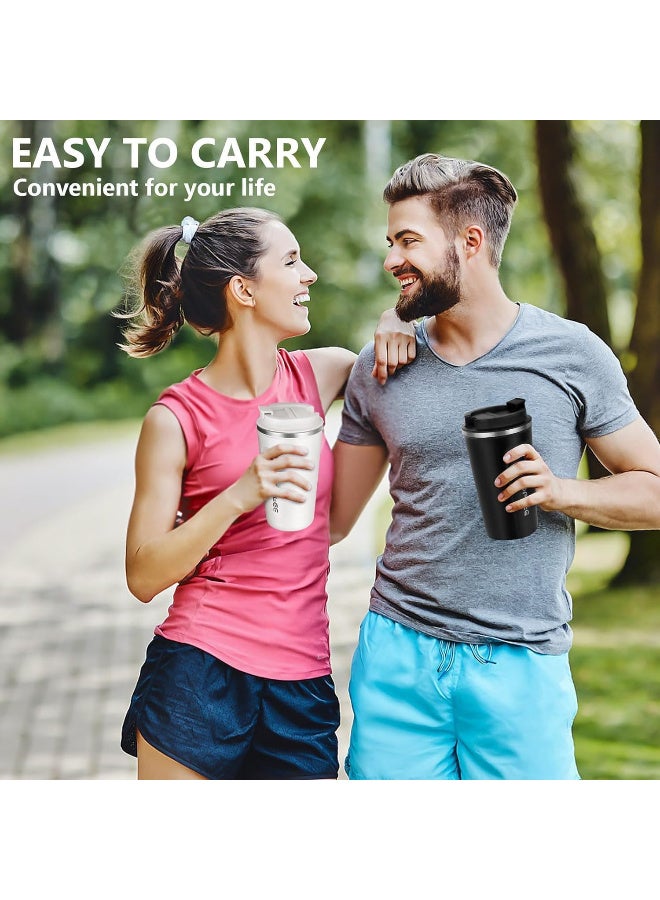 ECVV 380Ml Travel Coffee Mug, Insulated Travel Coffee Mug With Lid, Leak Proof Coffee Travel Mug,Suitable for Travel, Office and Gift for Women＆Men or Friend | Black - Image 2