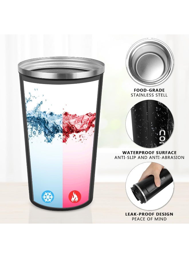 ECVV 380Ml Travel Coffee Mug, Insulated Travel Coffee Mug With Lid, Leak Proof Coffee Travel Mug,Suitable for Travel, Office and Gift for Women＆Men or Friend | Black - Image 3