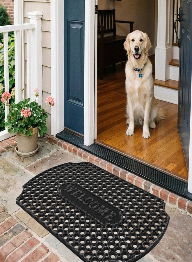 GTRY 23”x 35” Heavy Duty Rubber Door Mat, Outdoor Non Slip Waterproof Floor Mats for Front Door,Patio,Garage,Driveway,Kitchen and Entrance, Mud Trapping Utility Floor Mat, Rubber Mats with Drainage - Image 1