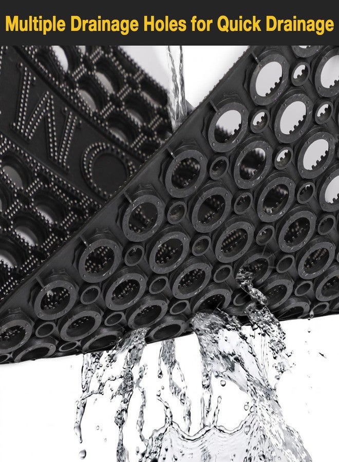 GTRY 23”x 35” Heavy Duty Rubber Door Mat, Outdoor Non Slip Waterproof Floor Mats for Front Door,Patio,Garage,Driveway,Kitchen and Entrance, Mud Trapping Utility Floor Mat, Rubber Mats with Drainage - Image 2