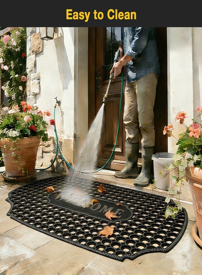 GTRY 23”x 35” Heavy Duty Rubber Door Mat, Outdoor Non Slip Waterproof Floor Mats for Front Door,Patio,Garage,Driveway,Kitchen and Entrance, Mud Trapping Utility Floor Mat, Rubber Mats with Drainage - Image 5