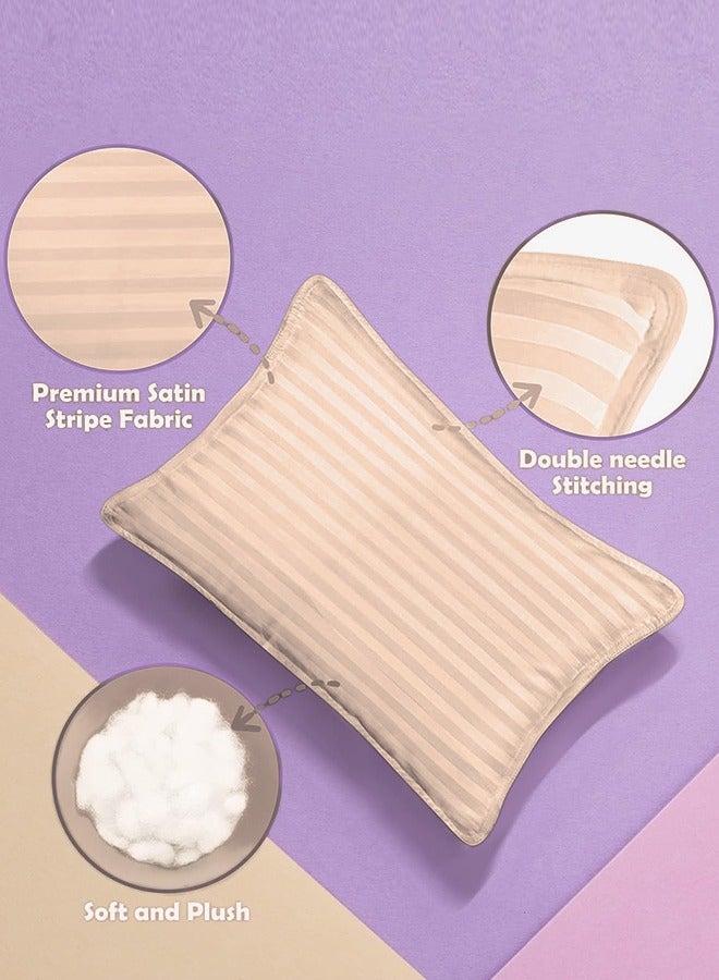 إي وورلد وسائد نوم للأطفال الصغار، بغطاء ناعم من مزيج القطن وحشوة من البوليستر، مثالية للاستخدام في المنزل وغرف الفنادق، عبوة من 2 متوفرة بلون كريمي أنيق - Image 4