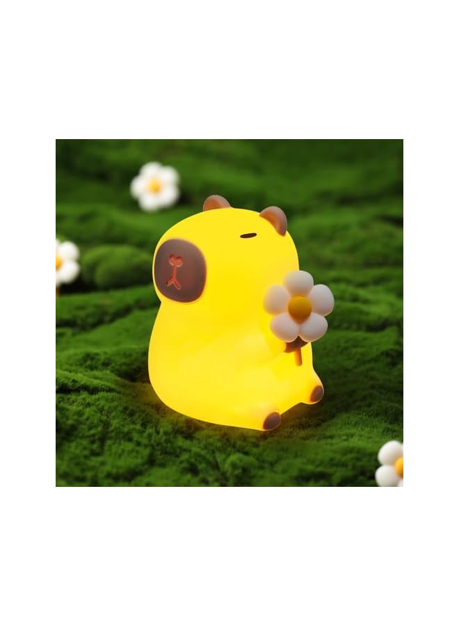 The Bros Capybara Night Light, Cute LED Squishy Animal Lamp with 7 Colors & 3-Level Dimmable Brightness, Touch Control & Timer Function, Rechargeable Silicone Capybara Nightlight for Room Decor - Image 2