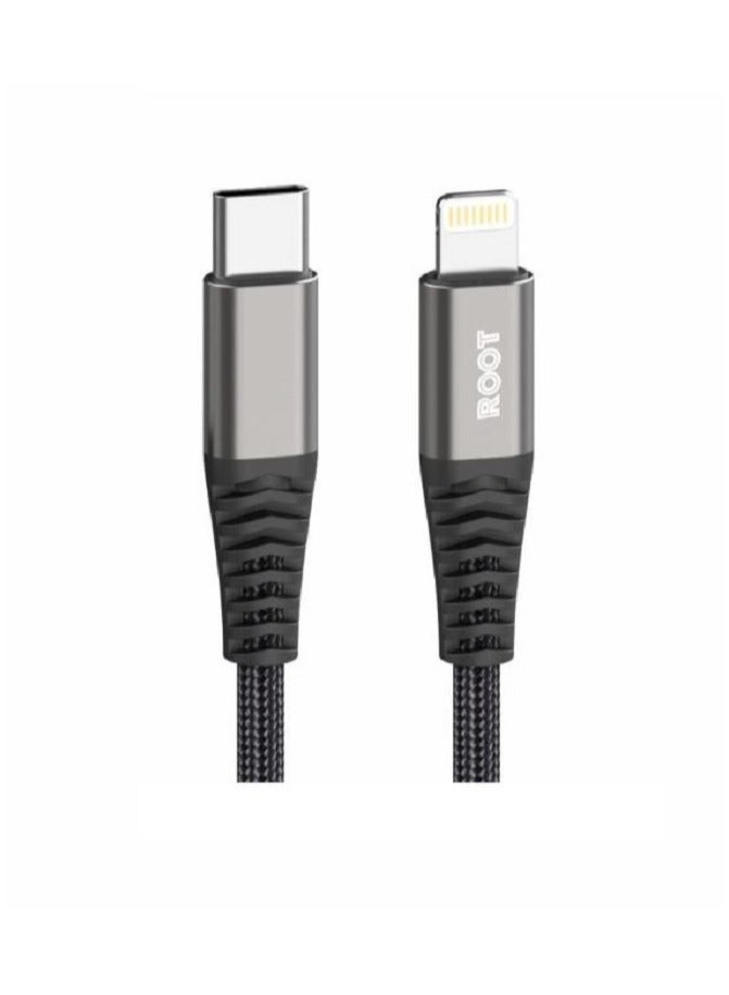 رووت كيبل تايب سي ايفون أسود قماش 1.2M روت - Image 1
