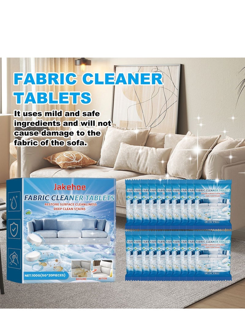 Jakehoe 20 PCS Fabric Sofa Cleaner Tablets, Deep Clean Floor Mat, Sofa Tablecloth, Multifunctional Concentrated Effervescent Sheet, Sofa Fabric Seat Cleaner, Fabric Deodoriser & Stain Remover - Image 2