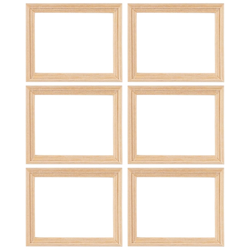 AUEAR, 6 Pack Furniture Miniature Wooden Photo Picture Frames DIY for Props House Decor - Image 1