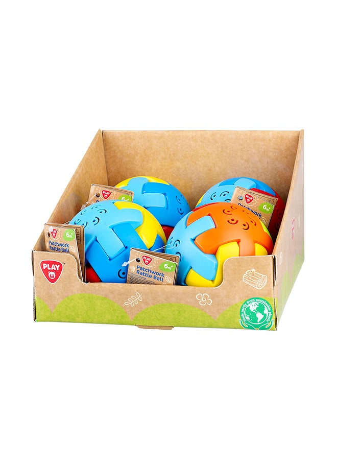 Playgo Bio Based Plastic Patchwork Rattle Ball – 4 Piece Display Set - Image 1