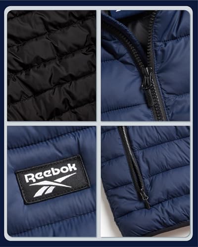 Reebok Boys Winter Coat - Lightweight Insulated Puffer Jacket - Wind & Water Resistant Quilted Hooded Winter Jacket for Boys, Size 10-12, Navy - Image 4