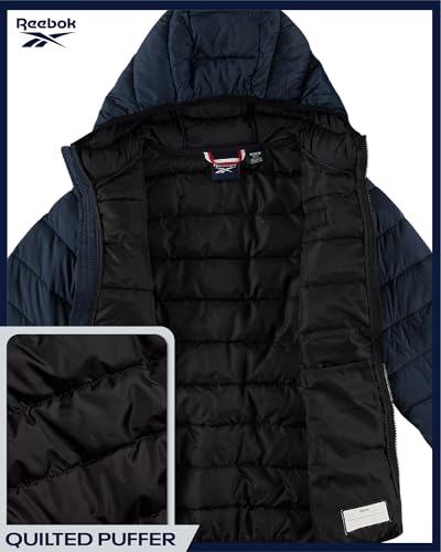 Reebok Boys Winter Coat - Lightweight Insulated Puffer Jacket - Wind & Water Resistant Quilted Hooded Winter Jacket for Boys, Size 10-12, Navy - Image 5
